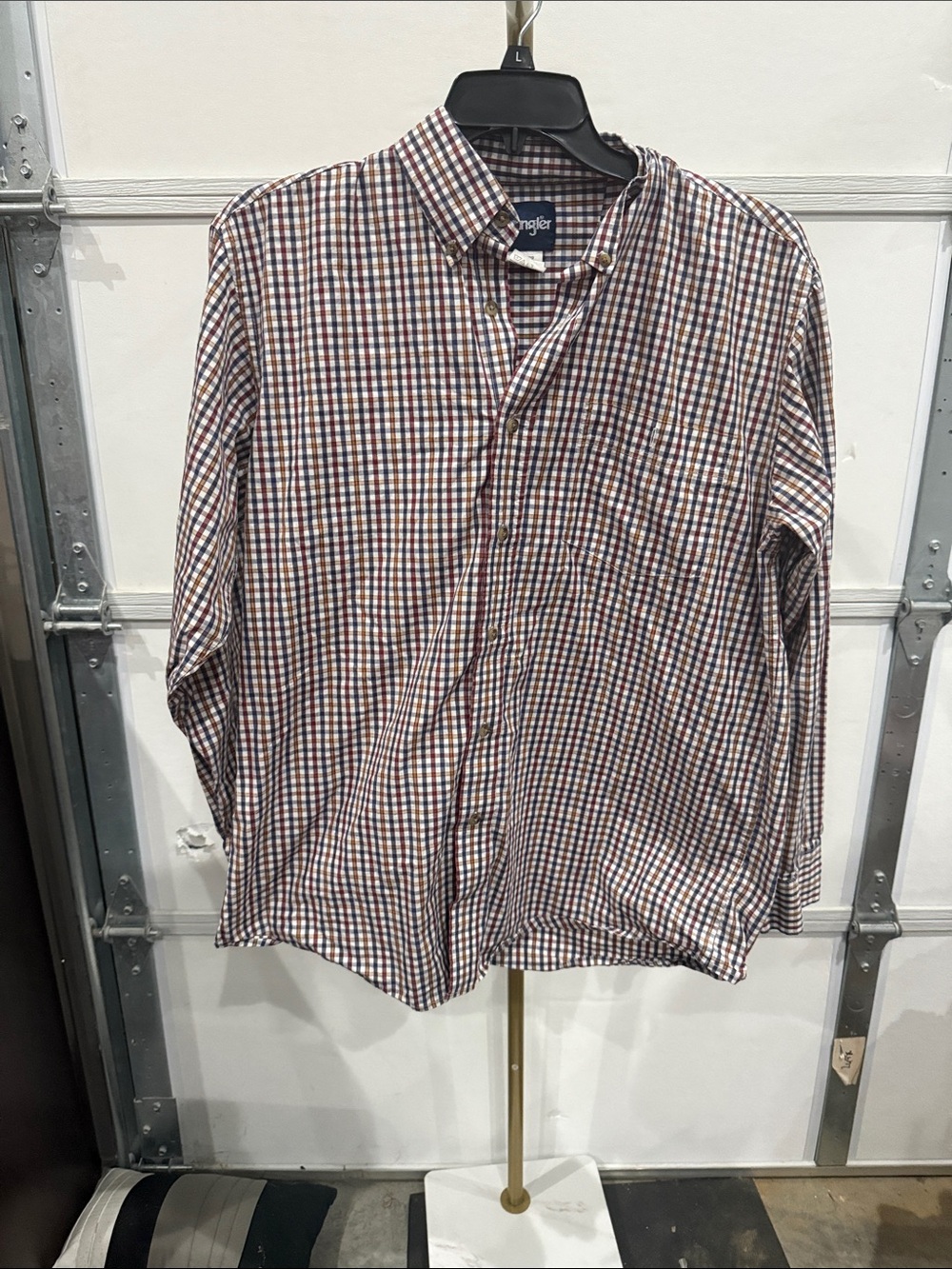 Wrangler Men's Plaid Button-Down Shirt - Red, Blue, White